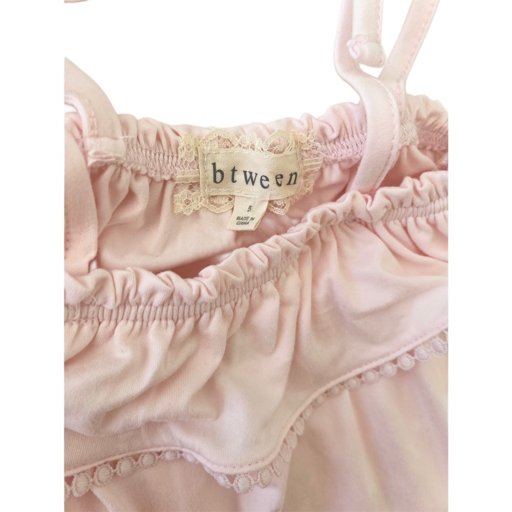 (NWT) btween Pink Ruffle Tank & Floral Shorts SET, Pom Pom, Trim Bows | Girl 5T - Picture 3 of 11